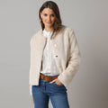 Fluffy Buttoned Long-Sleeve Cardigan Jacket - Soft Beige