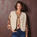 Sleeveless Bouclé Knit Shepherd Vest - Greige