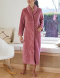 Plush Velour & Fleece Shawl-Collar Women's Bathrobe