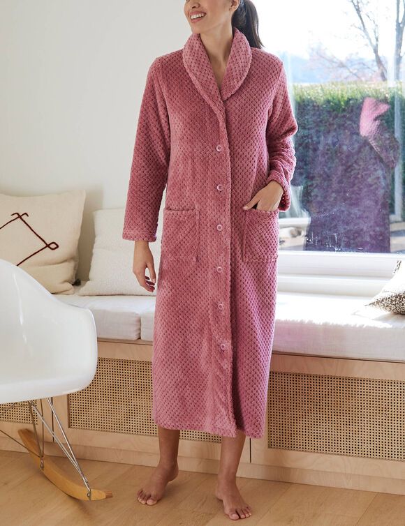 Plush Velour & Fleece Shawl-Collar Women's Bathrobe