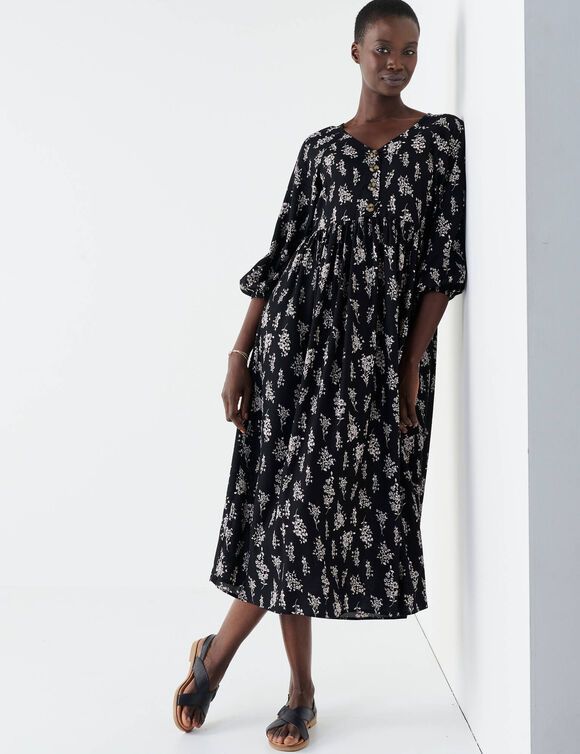 Flowy Summer Midi Sundress - Botanical Print
